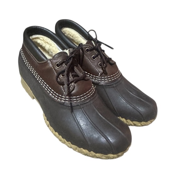 L.L.Bean Low-cut Duck Boots Shearling Lining Brown Women’s Size 8 - Picture 2 of 9